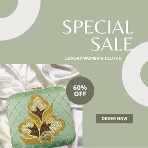 Beautiful embroidery clutch in stock.